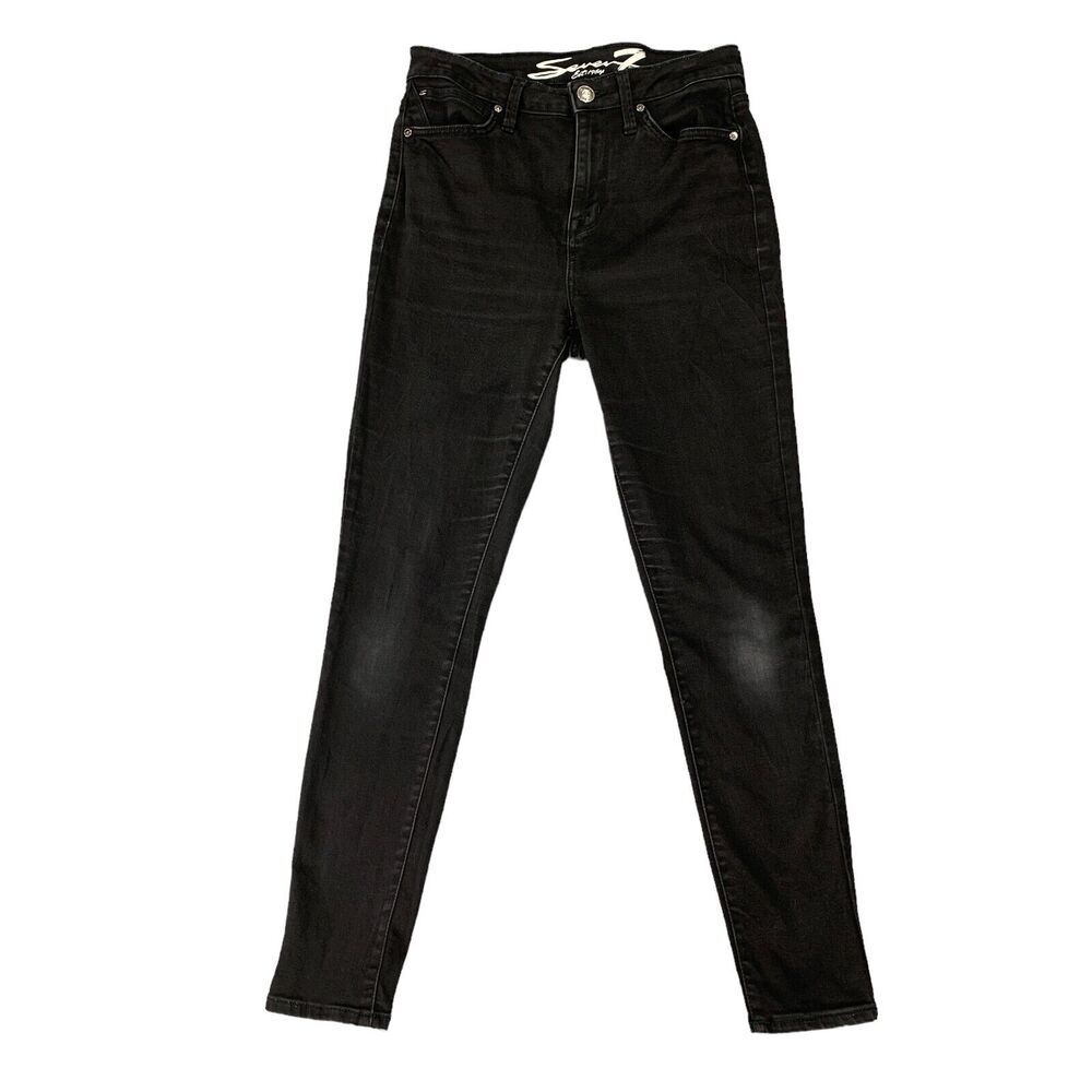 Seven7 Skinny Jeans Womens 8 Black Fade Denim Stretch Stretch Ankle 5 Pockets